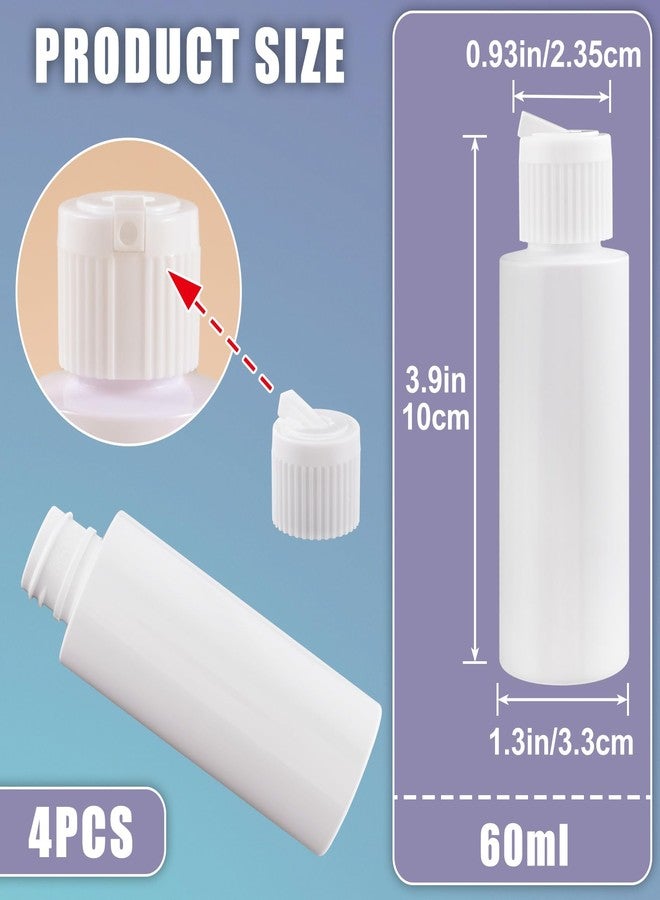 SmallCat 4 Pcs Flip Top Bottles with Flip Top Caps, 2 Oz Small Plastic Bottles for Liquids, Plastic Squeeze Bottle, Travel Squeeze Bottle for Premium Costmetic, Conditioner, Shampoo (White) - Image 2